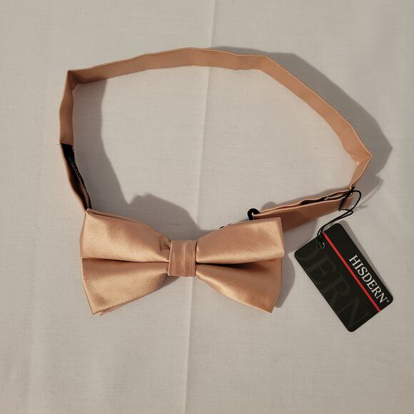 NWT Hisdern satin champagne adjustable bow tie, solid color - Picture 3 of 9